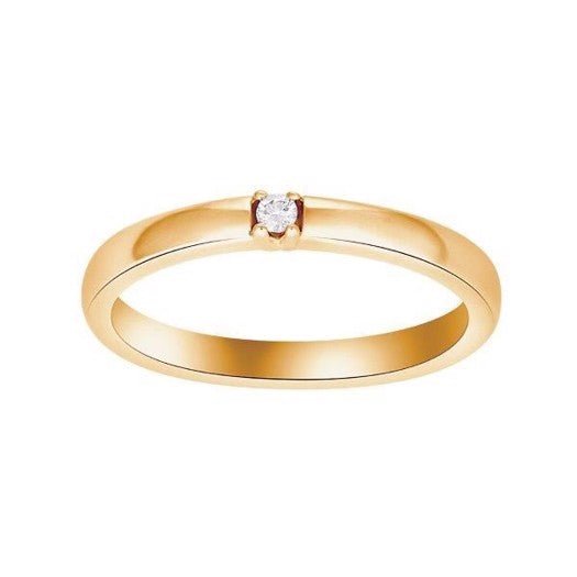 Siersbøl Heart alliancering i 14 kt guld med 1 x 0,03 ct diamant – elegant og klassisk ring.
